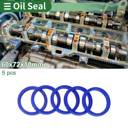 Oil Seal 60x72x10mm TPU Rotary Shaft Seal Blue 5 Pcs