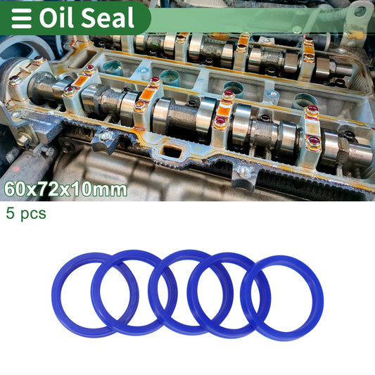 Oil Seal 60x72x10mm TPU Rotary Shaft Seal Blue 5 Pcs