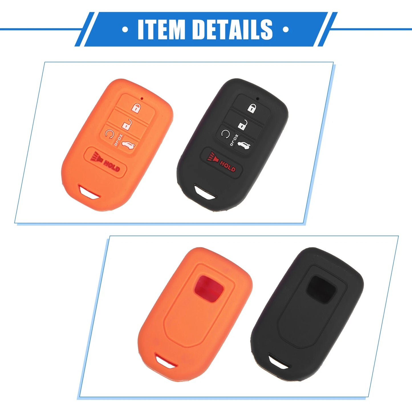 2 x Smart Remote Key Shell for Honda Accord (2016-2021) - Black Orange