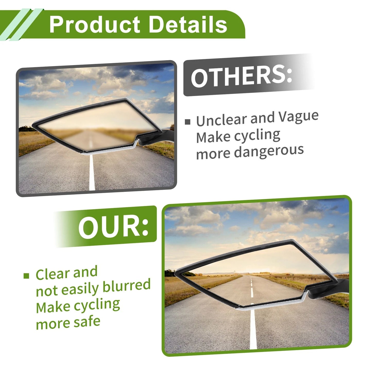 Rear View Mirror Prismatic Carbon Fiber Pattern Black for M8/M10