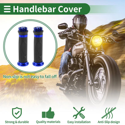 7/8" / 22mm Hand Grip Cover Aluminum Alloy Blue for Motorcycle