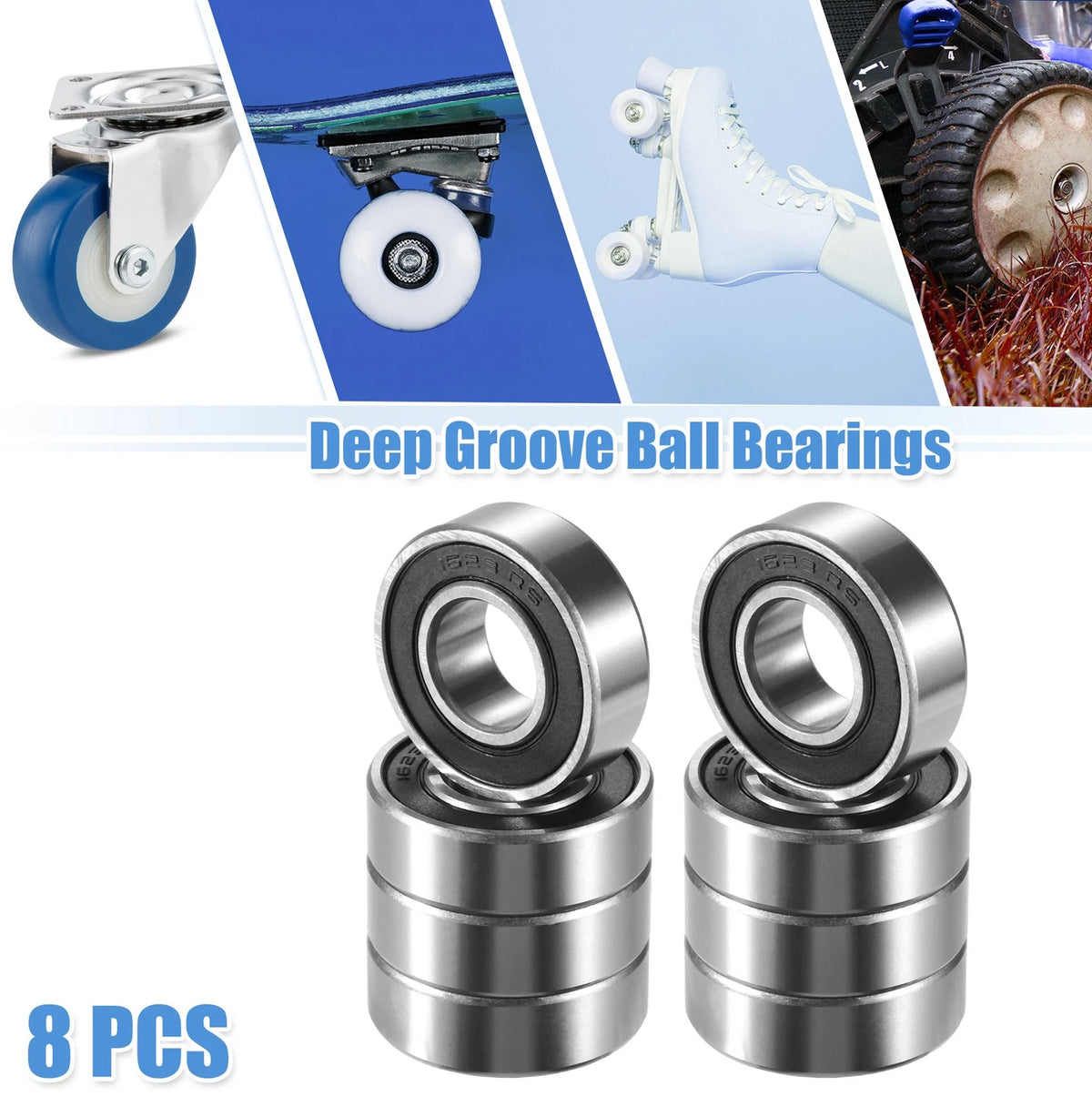 8 Pcs 15.857x34.925x11.112mm Single Row Deep Groove Ball Bearings for MakeModel
