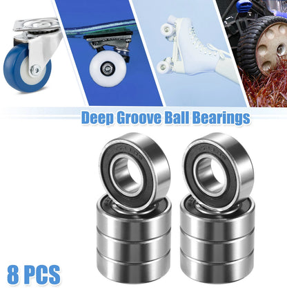 8 Pcs 15.857x34.925x11.112mm Single Row Deep Groove Ball Bearings for MakeModel