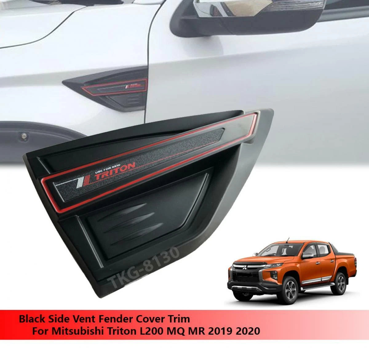 Black Side Wing Air Vent Fender Cover for Mitsubishi L200 Triton (2019-2020)