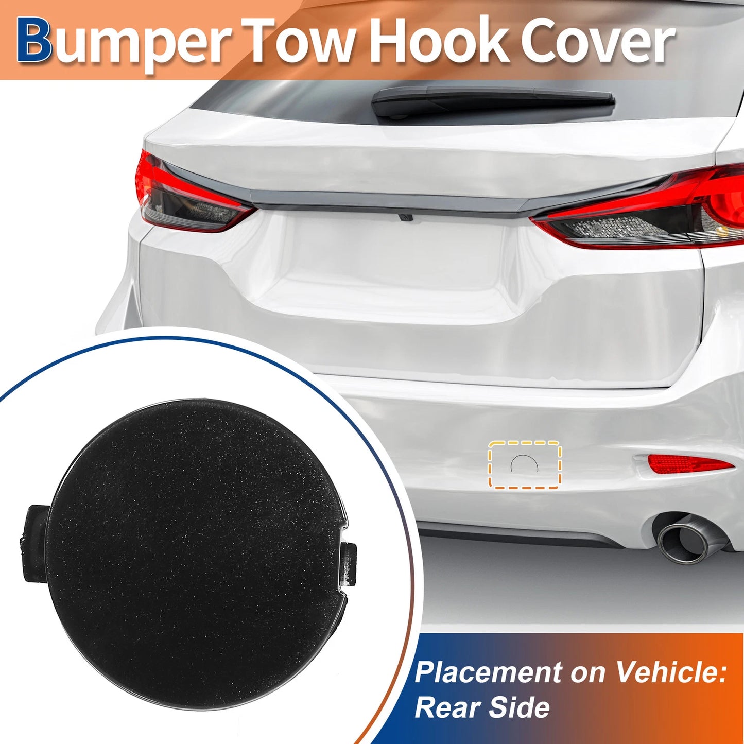Rear Left Tow Hook Cover for Mazda 6 Atenza (2018-2021) Black