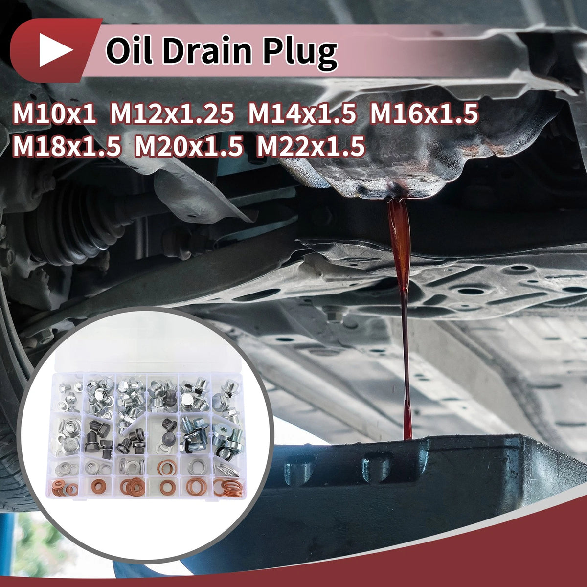 Set 1 M14x1.5 M16x1.5 Engine Oil Drain Plug with Gasket for Car Motorcycle Boat
