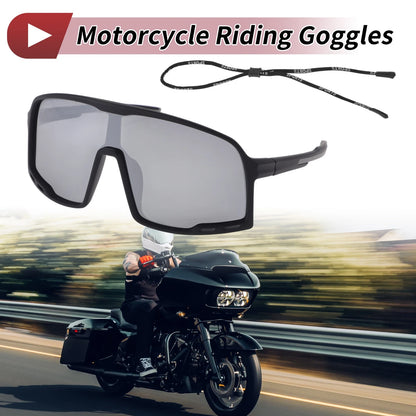 1 x Set Motorcycle Riding Goggles Silver Tone Gray Lens Black Frame PC UV400
