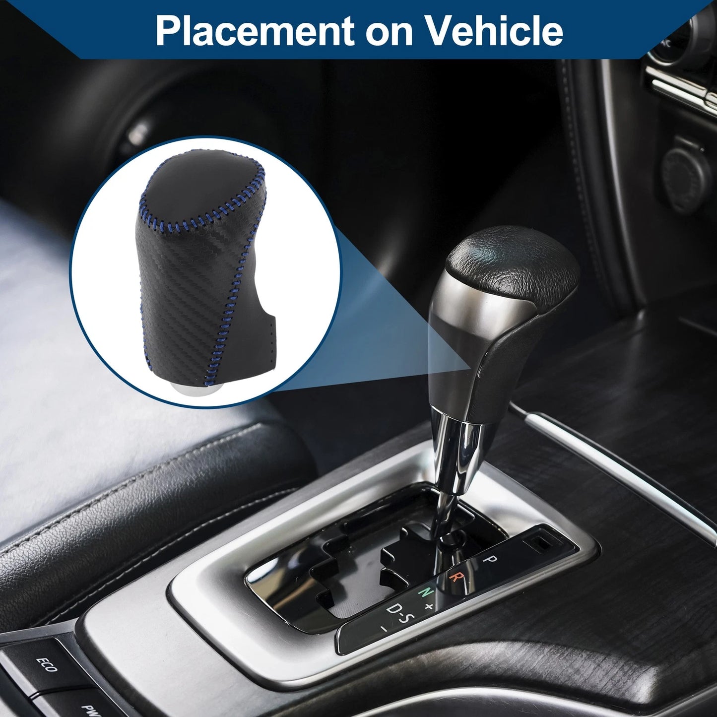 1 Pc Gear Shift Knob Cover for Chevrolet Malibu Black Carbon Fiber Blue