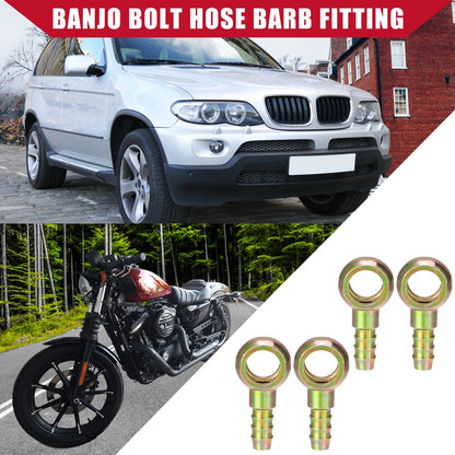4 Pcs Banjo Bolt Hose Barb Fitting 14mm ID 10mm OD for Car Motorcycle