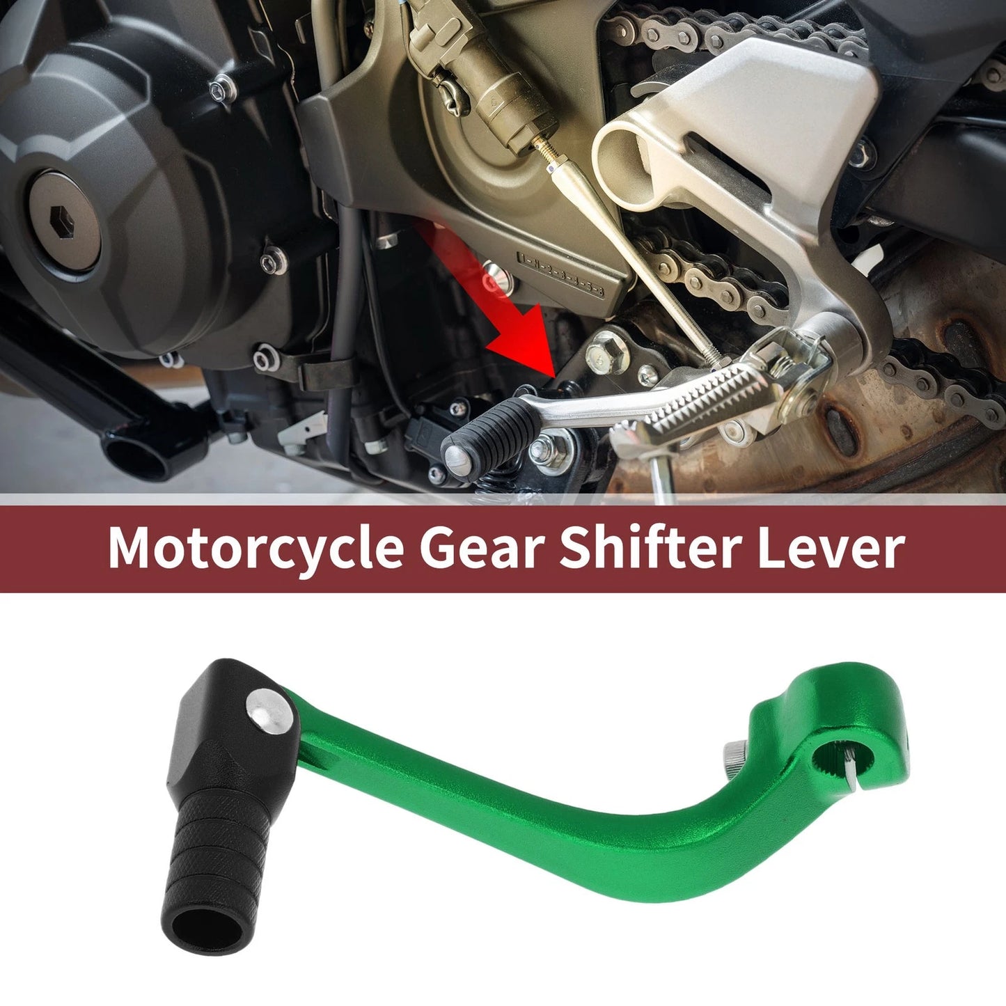 Folding Shifter Lever for Honda CRF110F (2013-2018) - Green & Black