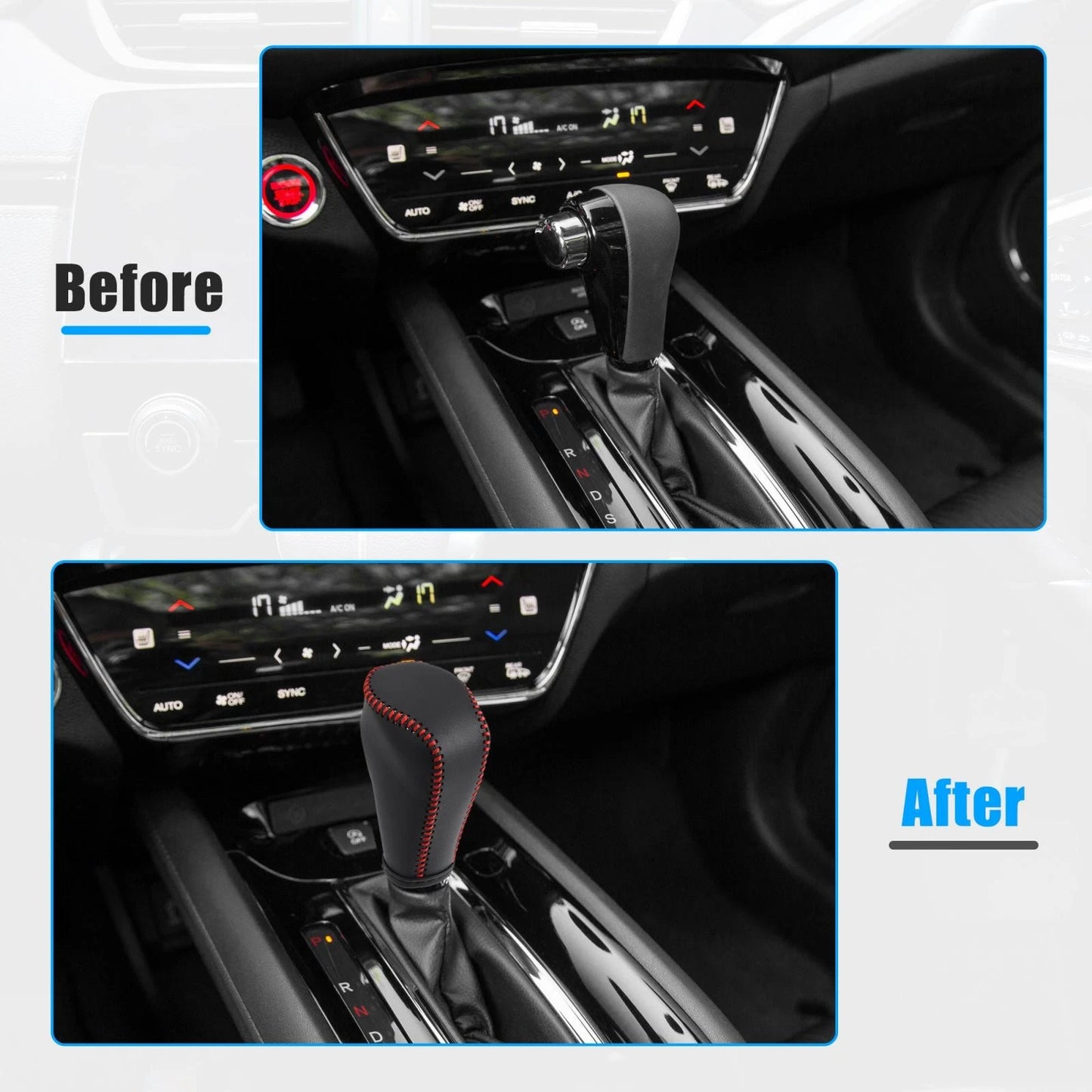 Black Faux Leather Gear Shift Knob Cover for Mazda 3 (2014-2018)
