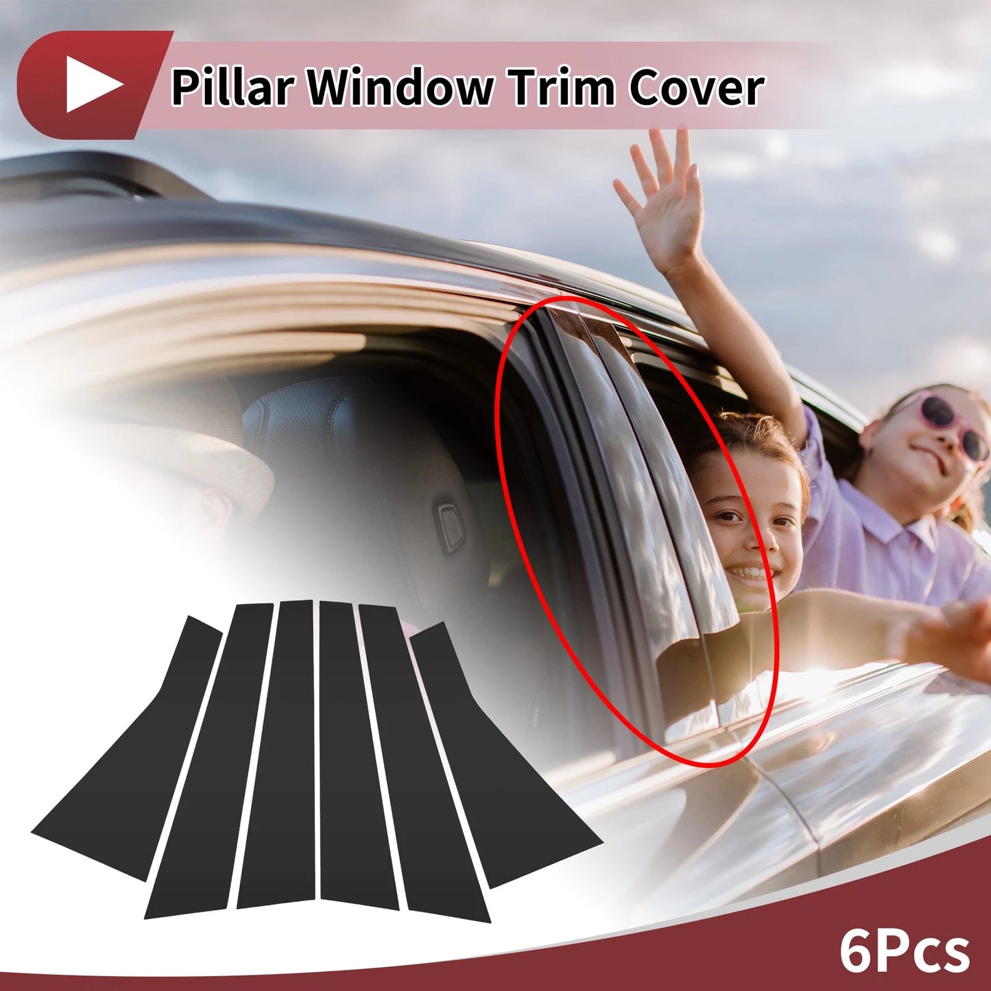 Door Pillar Window Trim for Jeep Cherokee (2016-2020) Black