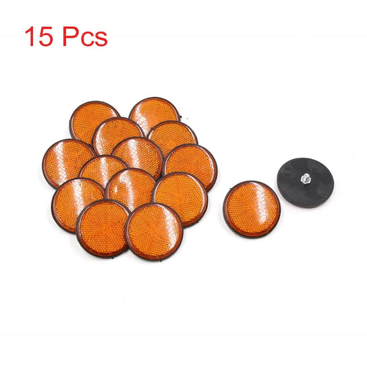 Reflector 15 Pcs 55mm Orange Black Plastic Round for Motorbike