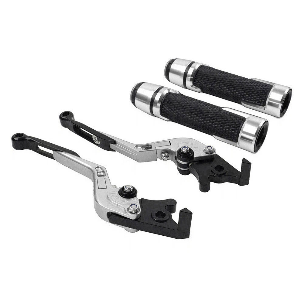 Silver Brake Clutch Lever Handlebar Grip Set for Yamaha MT-15, XSR155