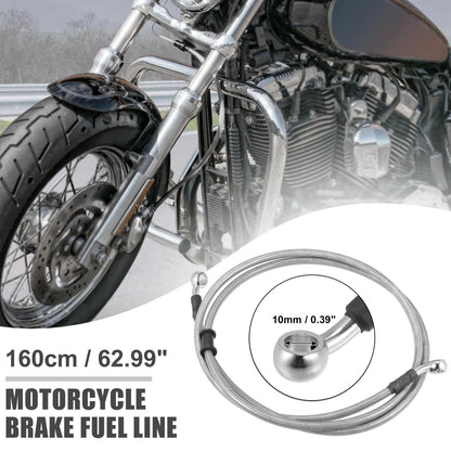 Braided Brake Clutch Oil Hoses Line Pipe Silver Tone for Motorcycle ATV