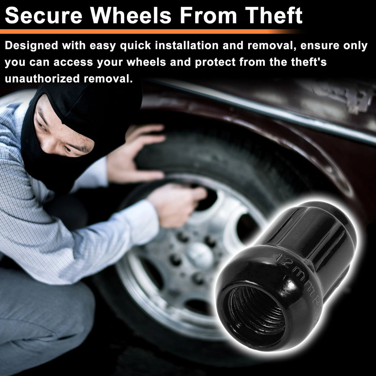M12x1.5 Tire Wheel Locking Nut Set with 1 Socket Key for Honda & Toyota