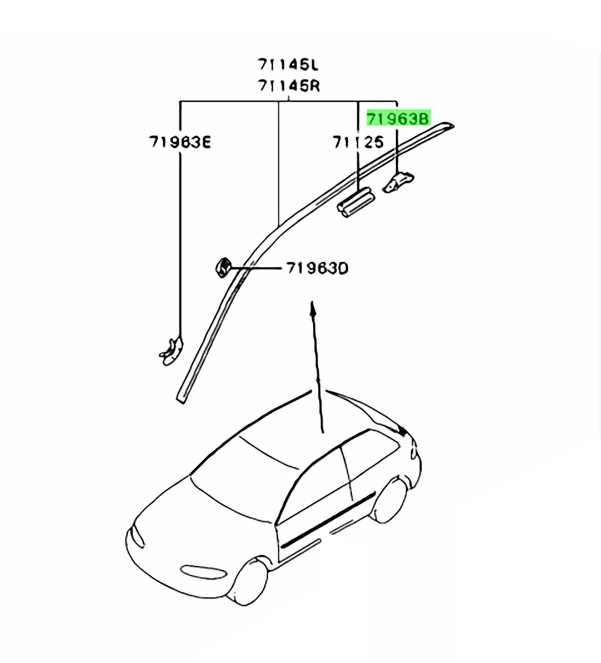 10 x Black Roof Moulding Clips for Mitsubishi Colt Lancer Sedan Mirage (1991-2010)