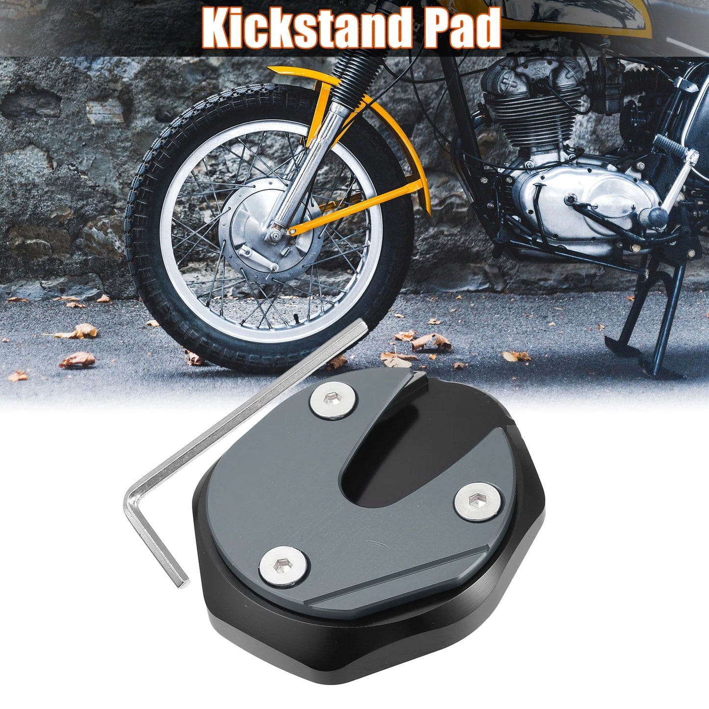 1 Set Motorcycle Kickstand Stand Pad Black Titanium Tone for Honda DAX ST125
