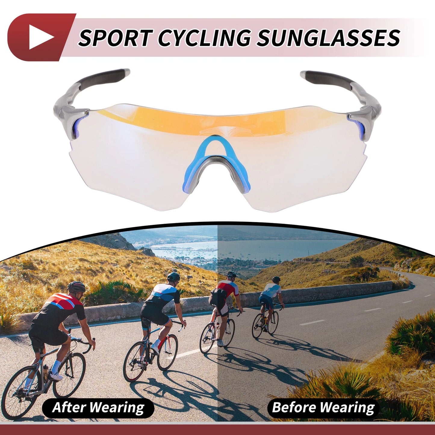 Motorcycle Riding Goggles Light Blue Lens Silver Tone Frame PC TPU for Motorcycle
