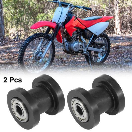 2 x 8mm Chain Tensioner Roller Slider Pulley Wheel Idler for Motorcycles Black