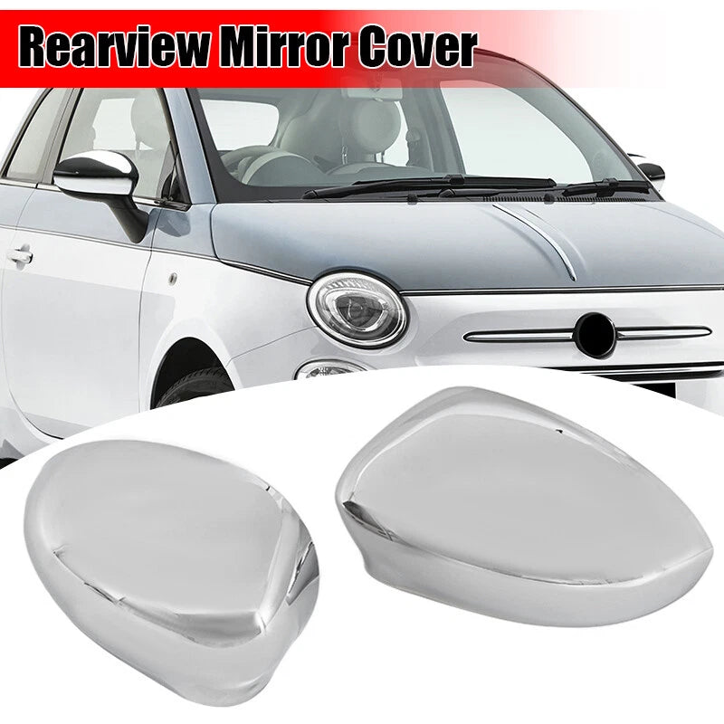 Rearview Mirror Cover Cap Shell Chrome for Fiat 500 (2007-2023)