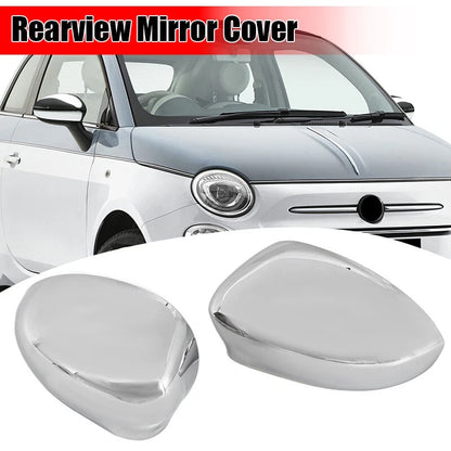 Rearview Mirror Cover Cap Shell Chrome for Fiat 500 (2007-2023)