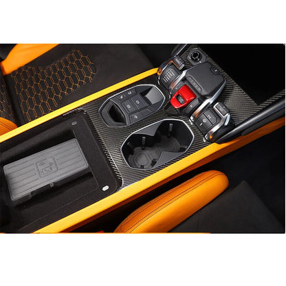 Real Carbon Fiber Center Cup Holder Cover Trim For Lamborghini URUS 2018-2022