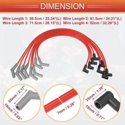 8 x Spark Plug Wire Ignition Coil Cables for Ford SBF Small Block