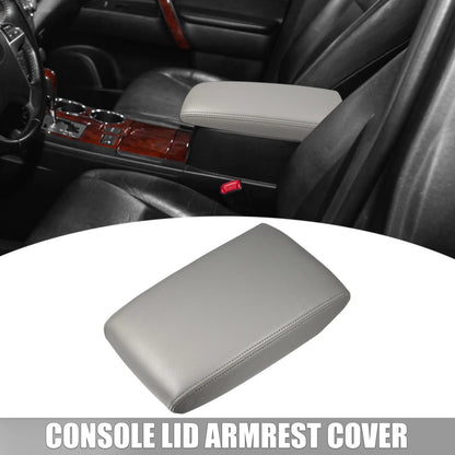 Car Center Console Lid Armrest Cover Faux Leather Gray for Toyota Highlander