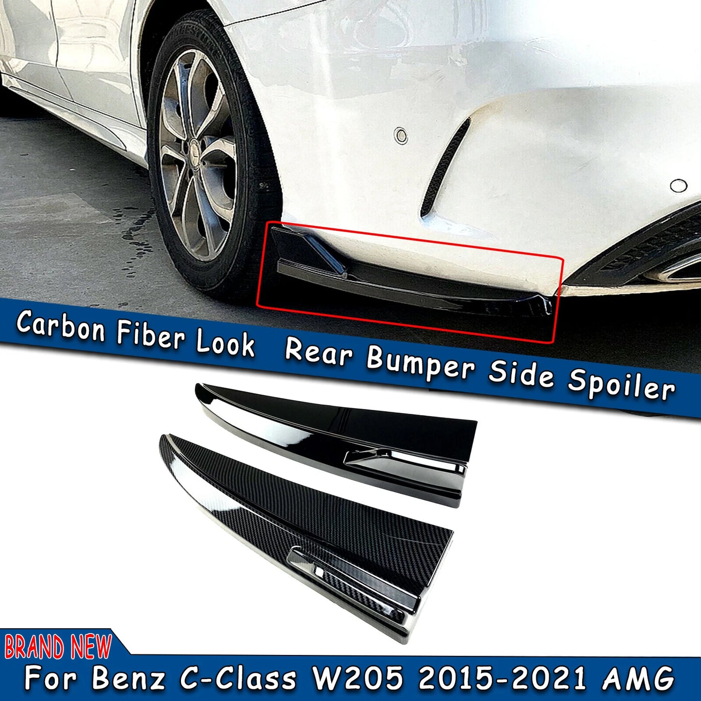Rear Bumper Side Splitter for Mercedes Benz C-Class W205 (2015-2020)