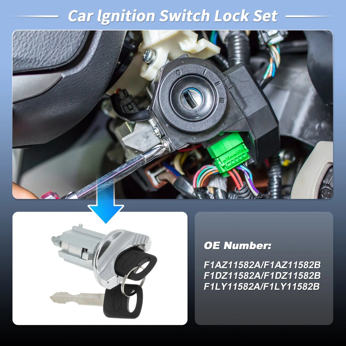 Ignition Lock Cylinder w/ 2 Keys for Ford E-150 E-250 (1992-1995)