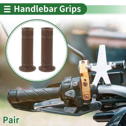 7/8" 22mm Hand Grips for Motorcycle Handlebar End Grips TPU Dark Brown