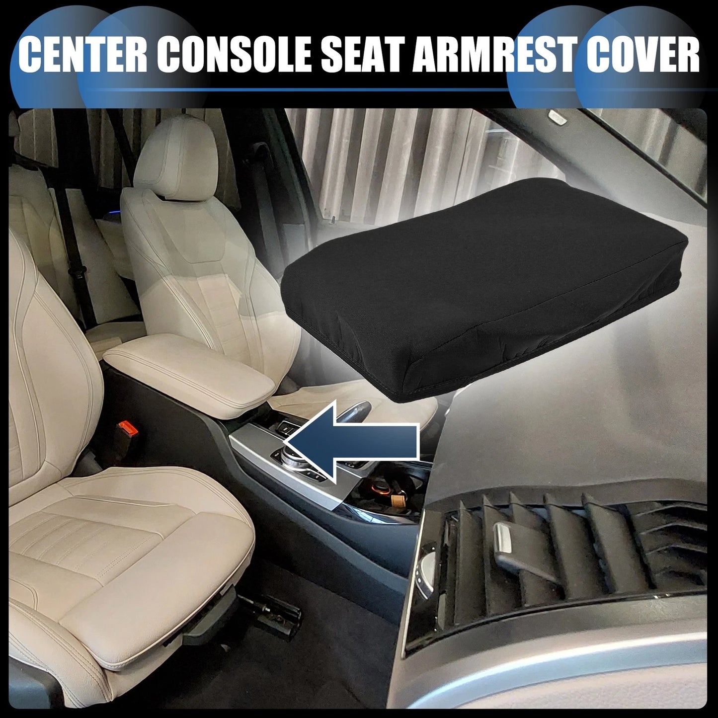 Armrest Protector Cover Pad for BMW X3 2011-2023 Neoprene Fabric Black