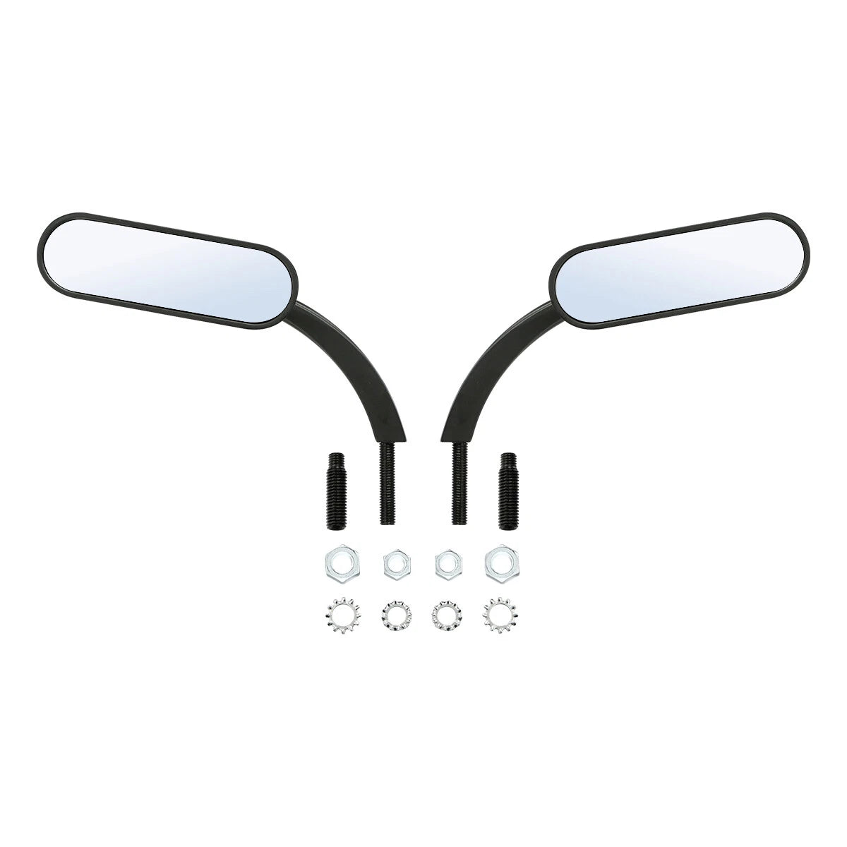 Black Mini Oval Rear View Mirrors for Harley Touring Dyna Sportster 883 1200