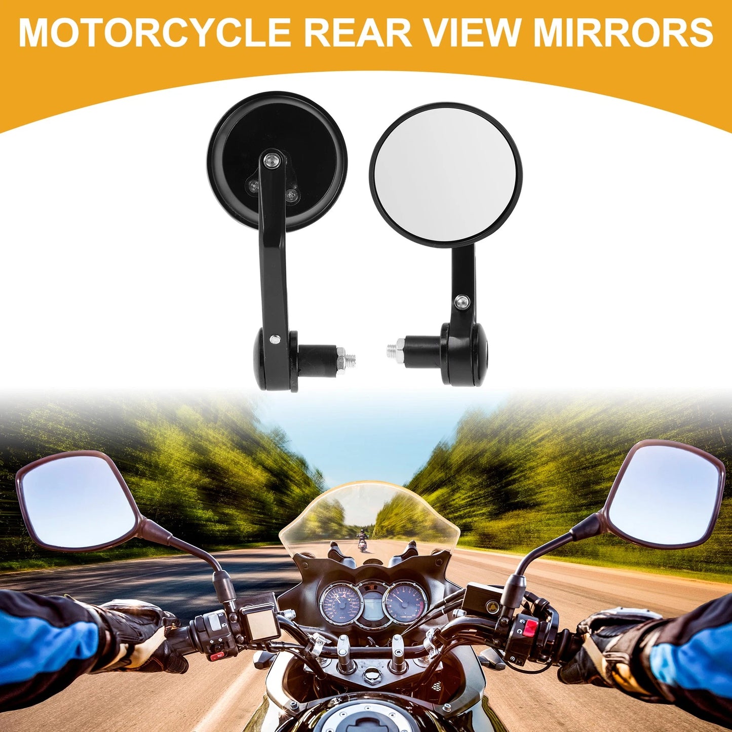 M8 / 1 Set / Rear View Mirrors Handlebar Mirror Black Aluminum for Motorcycle