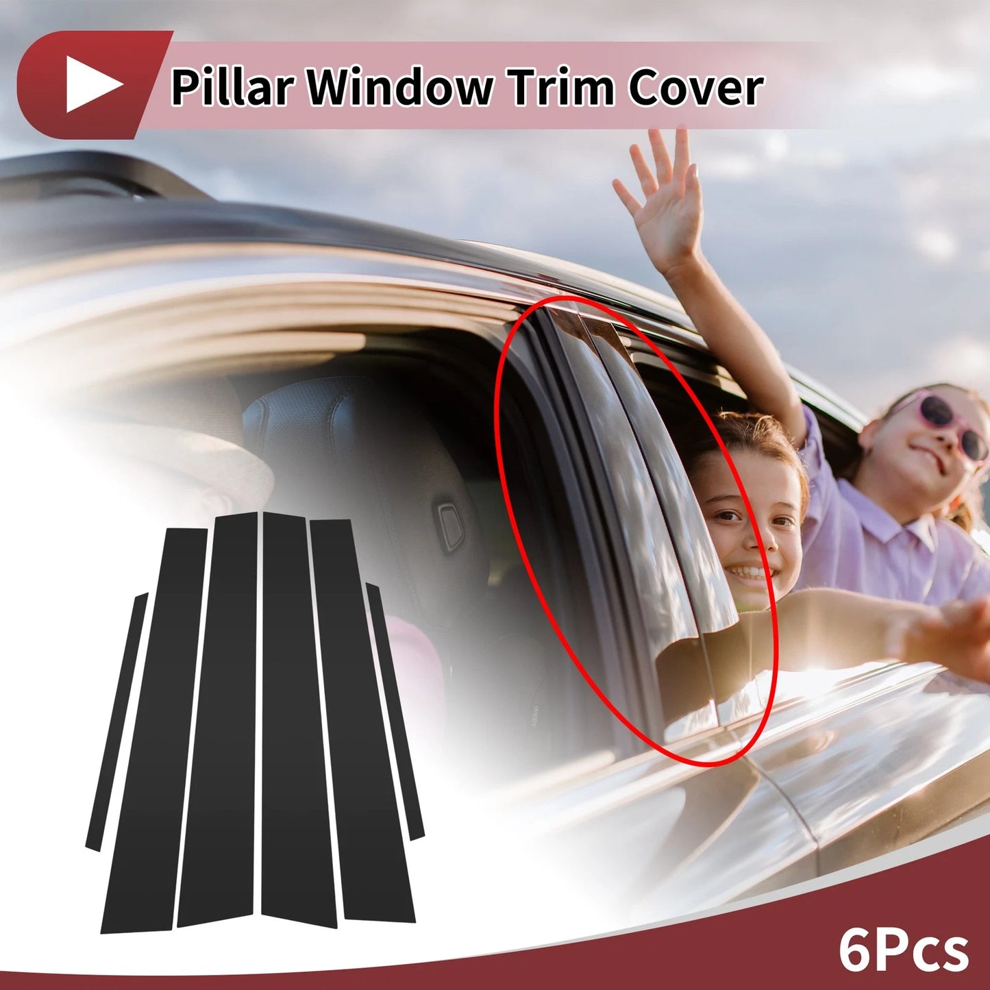 6 Pcs Car Door Pillar Window Trim for Toyota Altis (2001-2006) Black