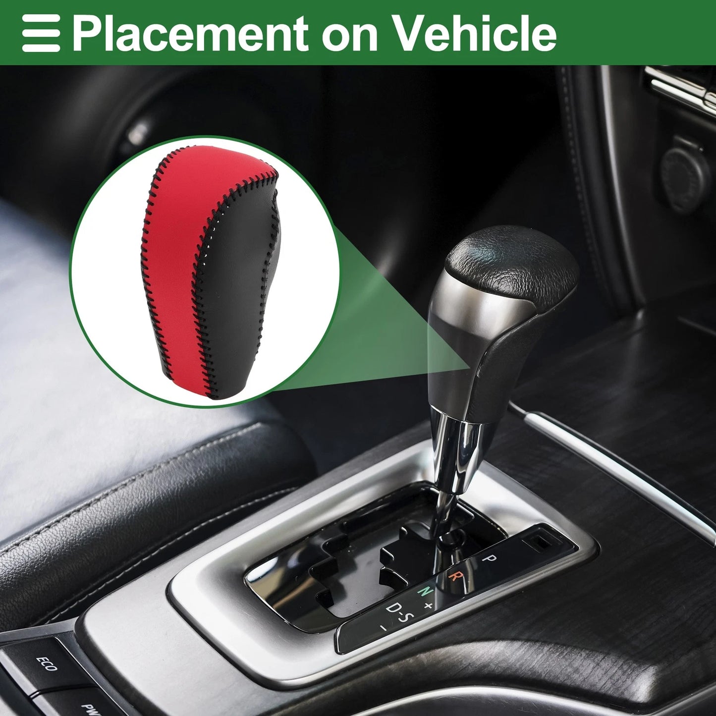 Car Gear Shift Knob Cover for Mazda CX-30 (2020-2022) Black Red Faux Leather