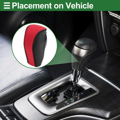 Car Gear Shift Knob Cover for Mazda CX-30 (2020-2022) Black Red Faux Leather