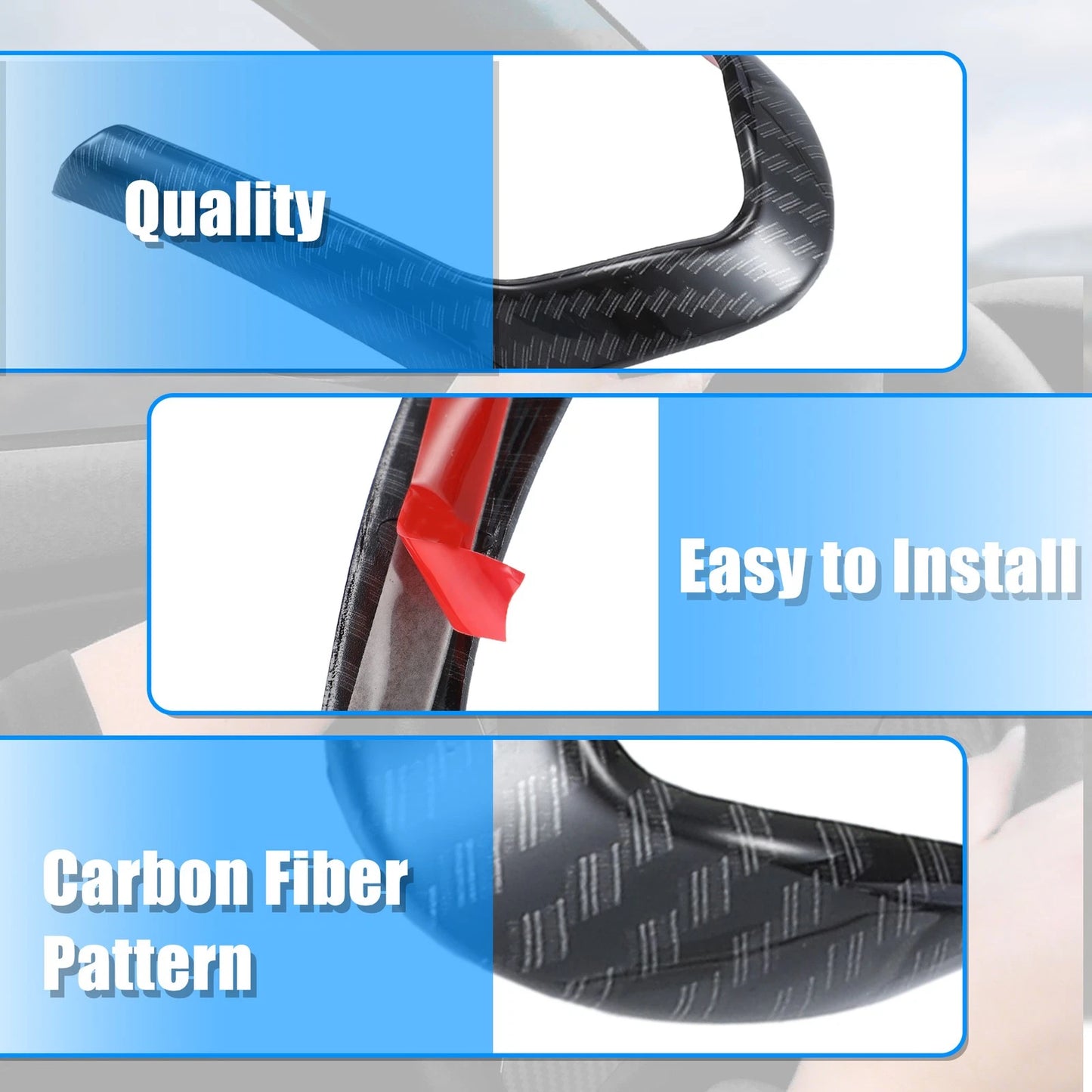 Carbon Fiber Black Steering Wheel Cover Trim for BMW (2016-2020)