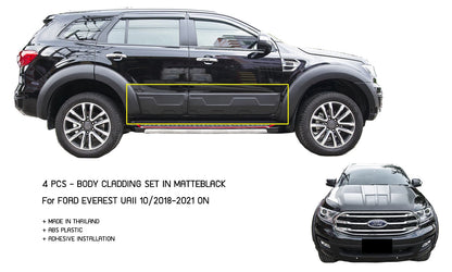 4 x Matte Black Body Cladding Side Door for Ford Everest (2018-2021)