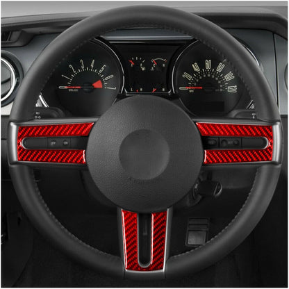 Red Carbon Fiber Steering Wheel Cover Trim for 2005-2009 Ford Mustang