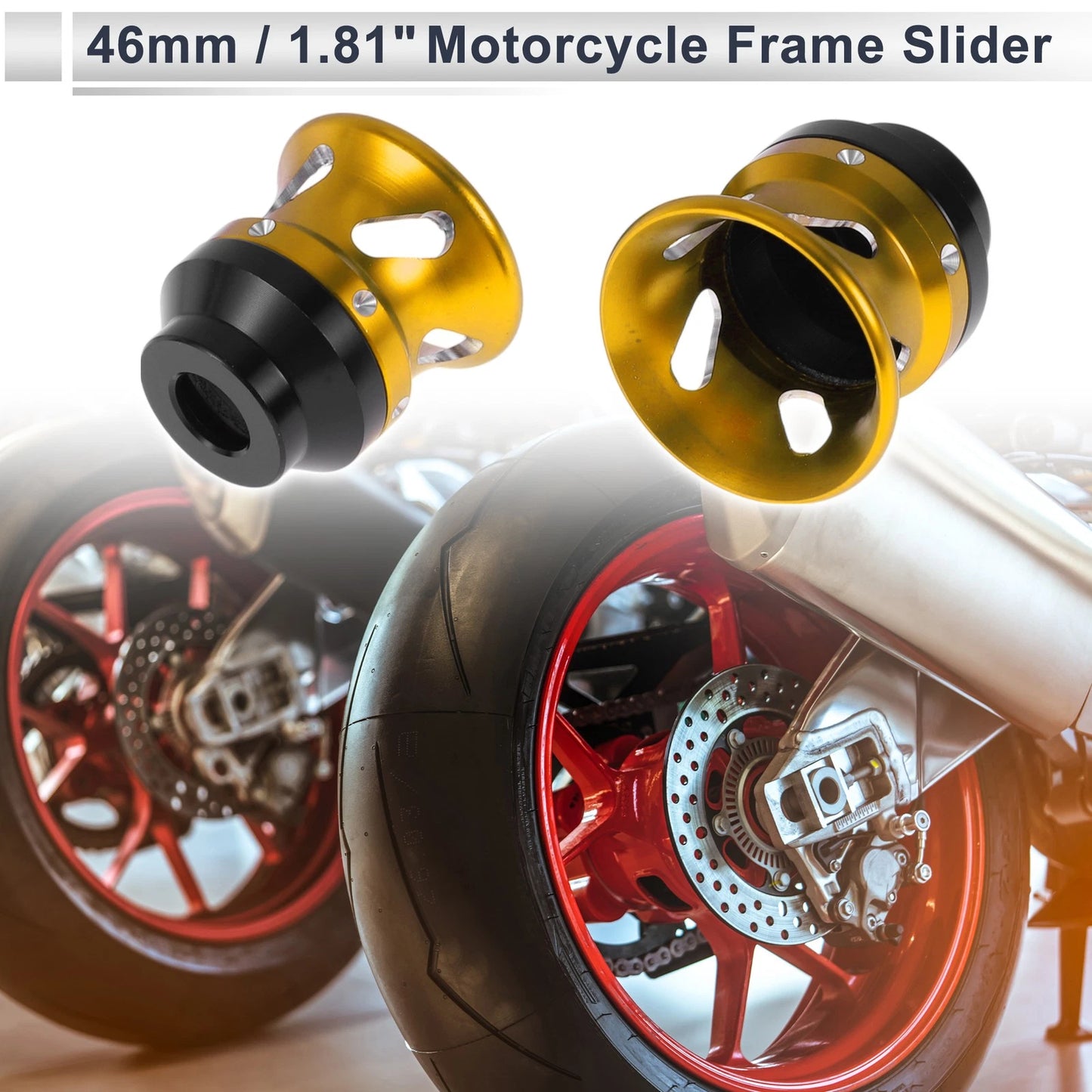 14mm Aluminum Alloy Motorcycle Slider Frame 2 x Gold Tone Black