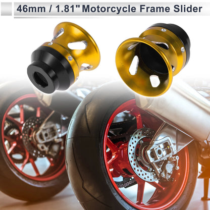 14mm Aluminum Alloy Motorcycle Slider Frame 2 x Gold Tone Black