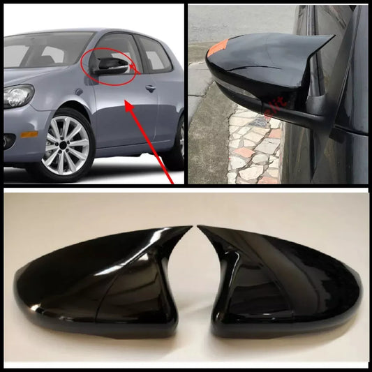 2 Piece Side View Mirror Covers for VW Golf Mk6 (2010-2014) Gloss Black