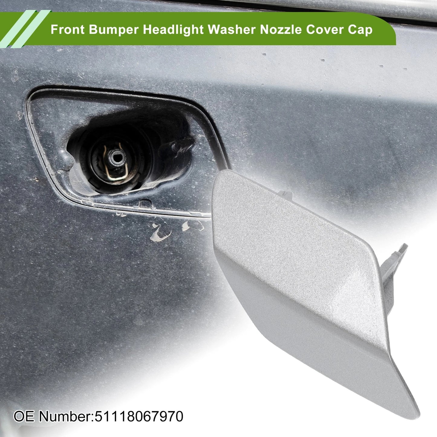 Front Right Washer Nozzle Cover for BMW 320i (2006-2013) Silver Tone