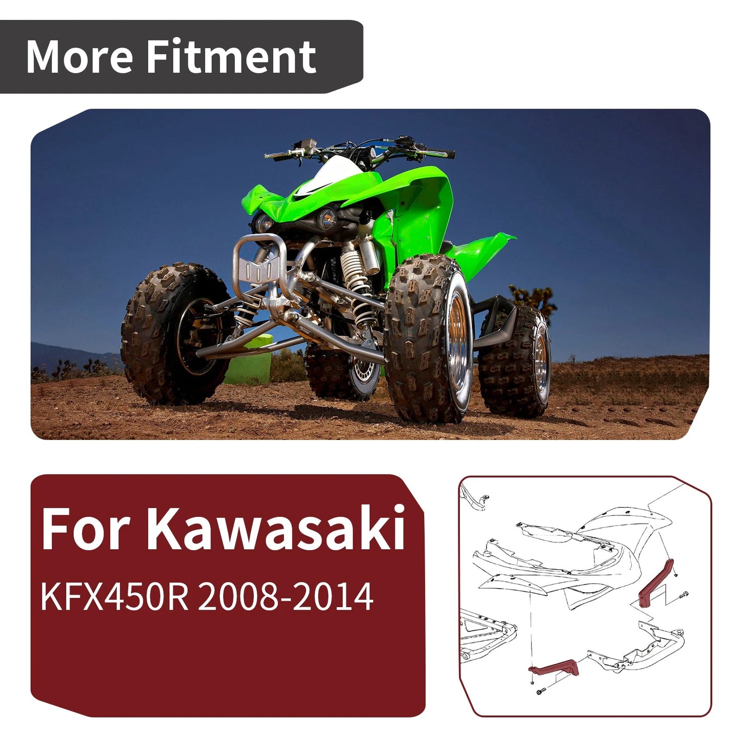 Rear Fender Bracket Kit for Kawasaki KFX450R KFX 450 R (2008-2014)