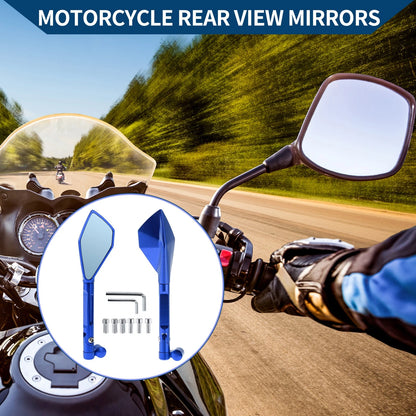 M8/M10 Rear View Mirrors Prismatic Blue Aluminum Alloy for Motorcycle