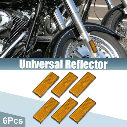 6 x Rectangular Stick-on Safety Spoke Reflector Orange for Motorcycle