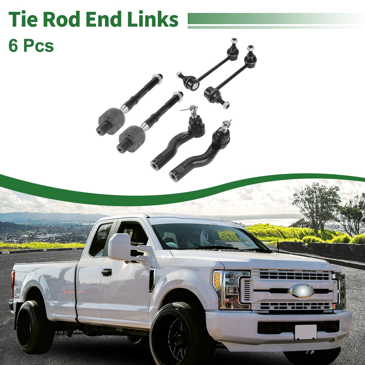 6 x Front Suspension Kit Tie Rod Ends & Sway Bar Links for Mercury Milan (2006-2009)