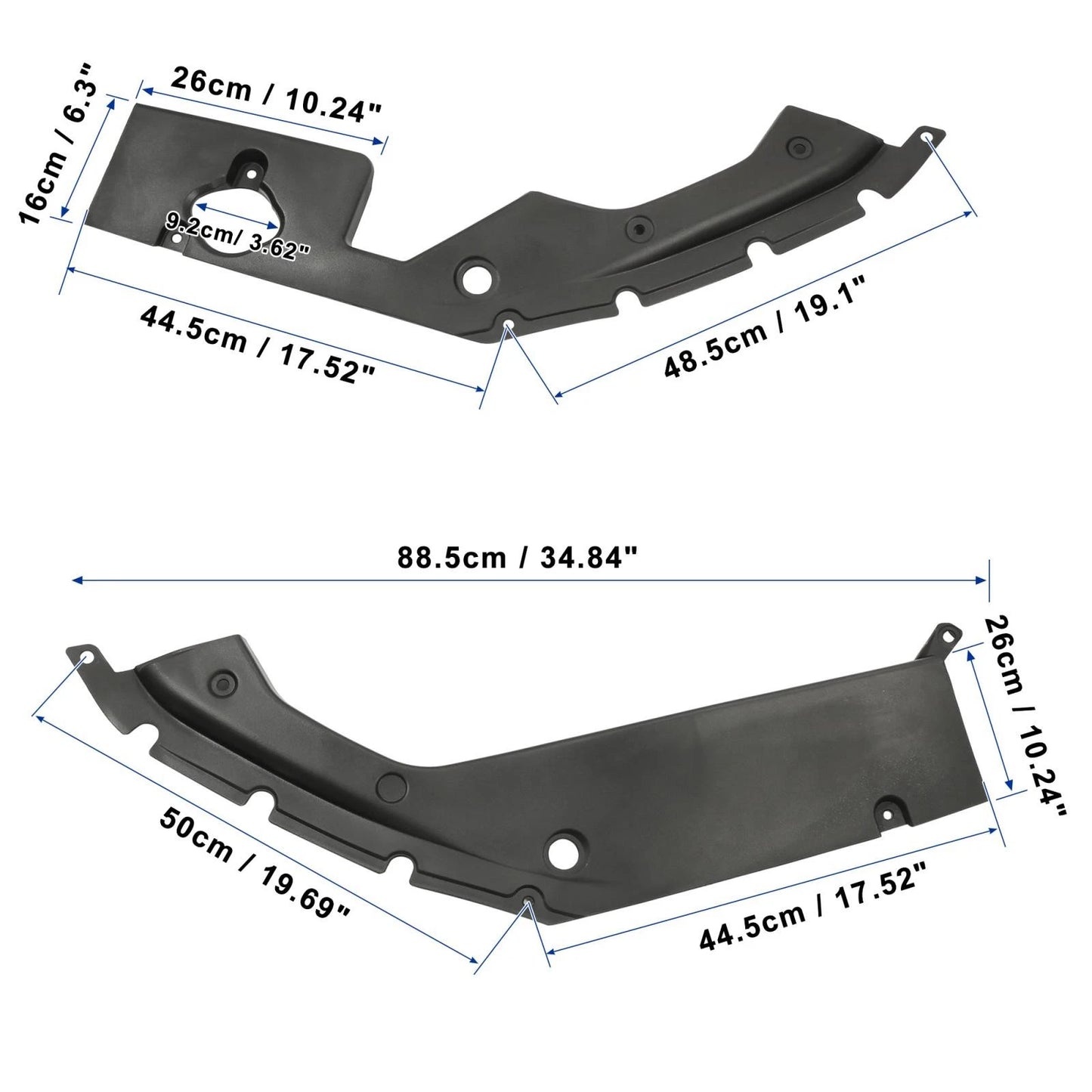 2 x Engine Bay Side Panel Covers with Screws for Honda Civic (2016-2020)
